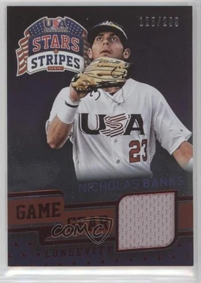 2015 Panini Stars and Stripes Game Gear Longevity Ruby /299 Nick Banks Nicholas - Image 1 of 2