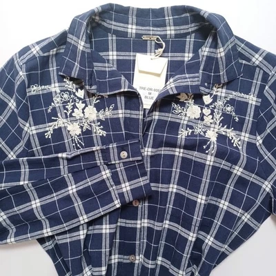 Chan Luu Dress Maxi Plaid Embroidered SizeMedium Western Country Prairie Tiered - Image 1 of 4