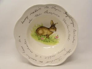 Postcard Bunny by Maxcera Vegetable Bowl Rabbit Scene Words Rim Scalloped (D) - Picture 1 of 3