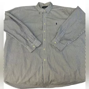 Camisa Ralph Lauren Para Hombre XXL Blake LS Pony Abotonada Azul Blanco Rayas - Imagen 1 de 10