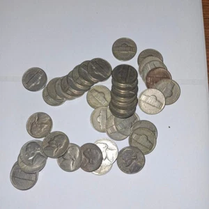 1949-P Jefferson Nickels 40 Coin roll Average Circulated 5c nickle nickel - Picture 1 of 1