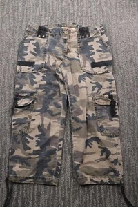 Paris Blues Women's Camo Capri Pants Junior Size 5 (29x28) Cargo Pocket Y2K - Picture 1 of 16