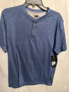 Lee Premium Select Cobalt Blue Short Sleeve Henley Shirt Men's Small - Picture 1 of 4