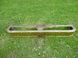 AN ANTIQUE FRENCH, LARGE, TRIVET TOP,  BRASS FIREPLACE FENDER, BRASS FIRE FENDER - Picture 1 of 7