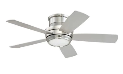 Craftmade 44" Tempo Hugger Brushed Nickel LED Light Remote Ceiling Fan - Image 1 of 2