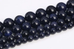 Night Sky Blue Goldstone Bead Round Loose Beads 3/3-4/5-6/7-8/9-10/11-12/15-16MM - Picture 1 of 16