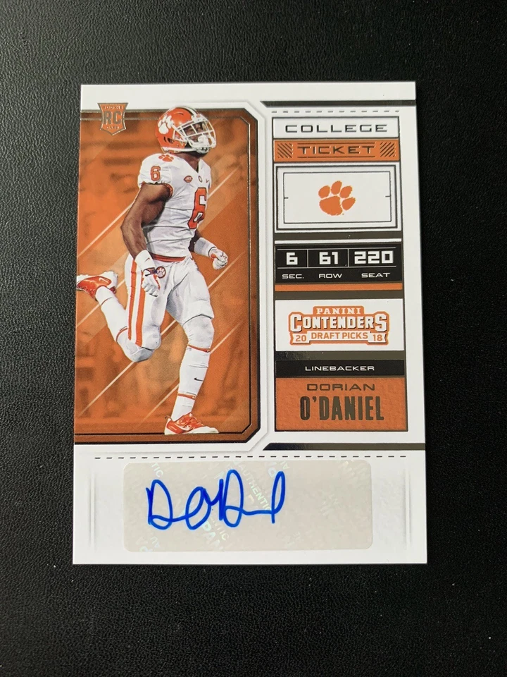 2018 Panini Contenders Draft Picks College Ticket Dorian O'Daniel Rookie Auto RC - Image 1 of 1