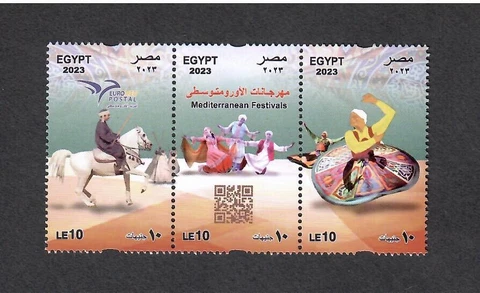 EGYPT   2023 EUROMED POSTAL NEWLY ISSUED SE-TENANT STRIP Cover
