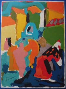 Pierre AMBROGIANI: Der Eingang zum Dorf, original signierte Lithographie - Bild 1 von 3