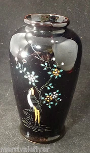 Jarrón de Porcelana Japonés de Colección COLA LARGA PÁJARO Loro Pintado a Mano Japón - Imagen 1 de 7