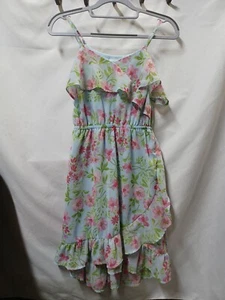 Place Floral Ruffle Pink Blue Sleeveless Girls 10-12 Dress Cottagecore Party - Picture 1 of 7