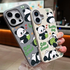 Cute Panda Soft TPU Case For iPhone 16 Pro Max 15 14 13 12 11 Shockproof Cover - Picture 1 of 17