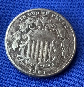 1883 United States Shield Nickel Five-Cent Coin Very Good Condition (1866-1883) - Picture 1 of 8
