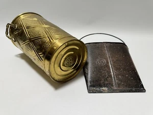 Hosley Stamped Brass 7.5” Vase & Basket Lot Classic MCM Hammered Bucket Vintage - Imagen 1 de 9