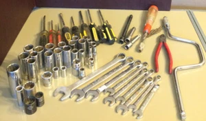 Lot Of 52 Hand Tools All Stanley Screwdrivers Sockets 6 & 12 Pt. Wrenches + - Picture 1 of 12