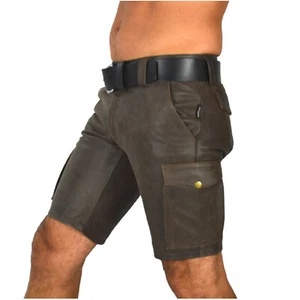  Pantalones cortos de cuero de carga awanstar pantalones cortos de cuero antiguos, pantalones cortos de cuero, pantalones de cuero - Imagen 1 de 8