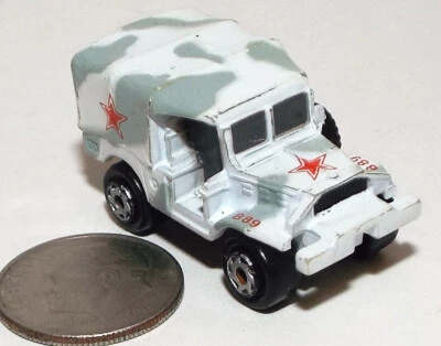 Small Micro Machine WWII type M-37 Weapons Carrier in Winter Camo & Red Stars - Image 1 of 4