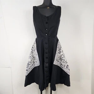 Vestido Vintage Jackie Morgan Negro Botón Frontal Falda Completa Sin Mangas Talla M - Imagen 1 de 9