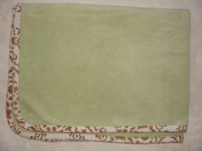 Cocalo Green Baby Blanket White & Tan Trim Fleece - Image 1 of 3