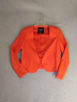 American Eagle Womens Blazer XS Red Open Front Long Sleeve Lined Solid V Neck - Image 1 of 4