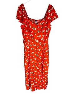Abito midi rosso floreale manica svasata OLD NAVY L boho ditzy fata cottage smocked - Foto 1 di 5