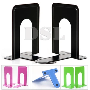 4 Pairs From £9.89 Heavy Duty Metal Bookends Book Ends 7.5'' Office Stationery - Picture 1 of 9