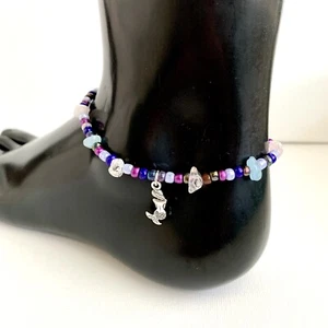 Beaded ANKLET Culture Pearl Pink Glass Seed Beads Surfer Summer Jewelry - Picture 1 of 4