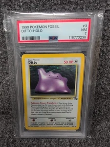 PSA 7 1999 Pokemon Fossil Holo Ditto #3 - Picture 1 of 2