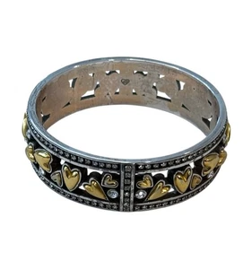 Brighton Heart Bangle Bracelet Gold & Silver with Crystals - Retired - Picture 1 of 3