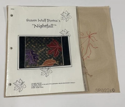 Needlepoint Canvas NIGHTFALL Leaves By Susan Wulf With Instruction Book (1995) - Image 1 of 4