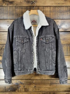 Chaqueta vaquera vintage Levis Sherpa forrada negra para hombre talla M tipo 3 ¡Bonita! - Imagen 1 de 20