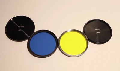 Nikon 52mm Y48 Yellow Silver Chrome early filter & Nikor 52mm B12 Blue Filter Se - Image 1 of 3