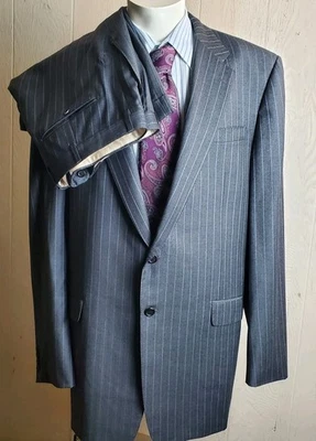Hickey Freeman Loro Piana Suit 46 Extra Long Gray Wool 130's Cuffed Pants 39X32  - Image 1 of 4