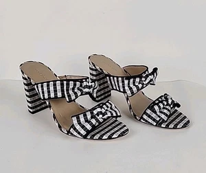 Ann Taylor Double Strap Check High Heeled Sandals With Bow Size 8 Pre-owned - Picture 1 of 15