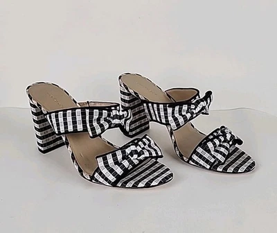 Ann Taylor Double Strap Check High Heeled Sandals With Bow Size 8 Pre-owned - Image 1 of 4