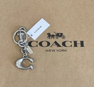 COACH 1635 Signature C Bag Charm Metal FOB Key Ring Silver - Picture 1 of 6