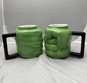 Set Of 2 Marvel Avengers Genuine Disney HULK Fist Mug Coffee Tea Cup 16 Oz NEW - Picture 1 of 7