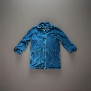 Vintage 80er 90er Eddie Bauer Denim Chore Mantel Jacke Damen Large Jean Barn - Bild 1 von 10
