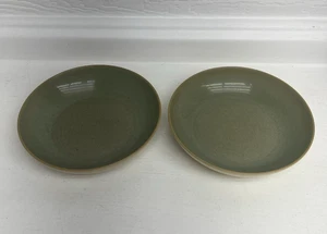 DENBY 2x Fire Sage Green Cream Pasta Soup Bowls England 8.5" x 2" Chilli - Picture 1 of 5