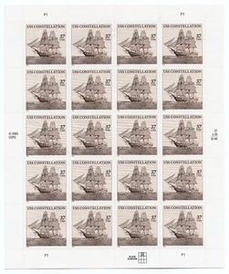 SFSTAMPS US Scott 3869 USS Constellation Bogen mit 20 Briefmarken postfrisch 2004 - Bild 1 von 1