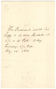Millard Fillmore - Autogrammschein signiert als Präsident - Einladung des Weißen Hauses - Bild 1 von 1