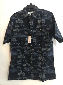 Mens Big & Tall Blue Short Sleeve Button-Down Shirt M Tall Ret $46 (APO-105-5) - Picture 1 of 6