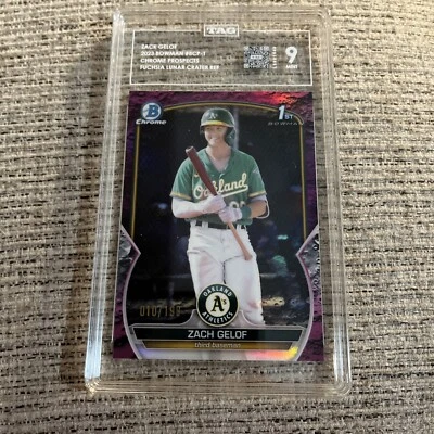 Zach Gelof 1st Bowman Chrome ProspectsFuchsia Lunar Crater /199 TAG 9  - Image 1 of 4