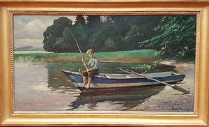 Altes Gemälde Fritz Friedrich Raupp Sohn des Chiemseemalers Karl Raupp Rahmen - Bild 1 von 4