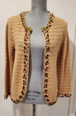 Cárdigan suéter manga 3/4 chaqueta tejida marrón tostado mediano Berek Foto 1 de 4