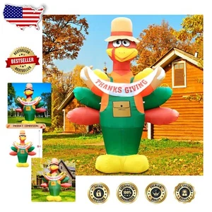 Delightful 8FT Thanksgiving Turkey Yard Decoration with Self-Inflating Feature - Picture 1 of 8