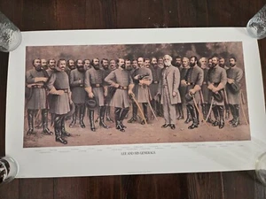 Lee and His Generals Lithograph Print WB Matthews Vintage Civil War Confederate - Picture 1 of 11