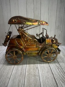 Caja de música de cobre estaño de colección "Rey de la carretera" diseño de coche clásico decoración funcionando - Imagen 1 de 10
