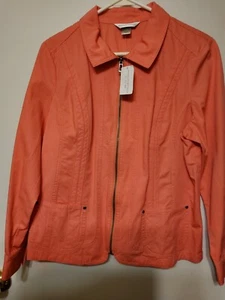 Neu mit Etikett! Christopher & Banks Koralle durchgehender Reißverschluss Baumwolle Langarm Tasche Jacke Gr. M - Bild 1 von 5