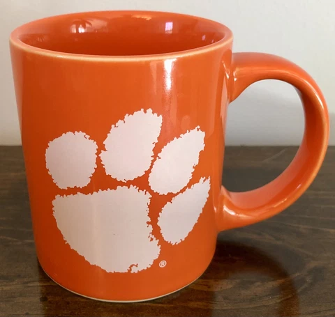 CLEMSON University SC Tigers Paw Logo NCAA Orange/White Ceramic Coffee Mug Cover
